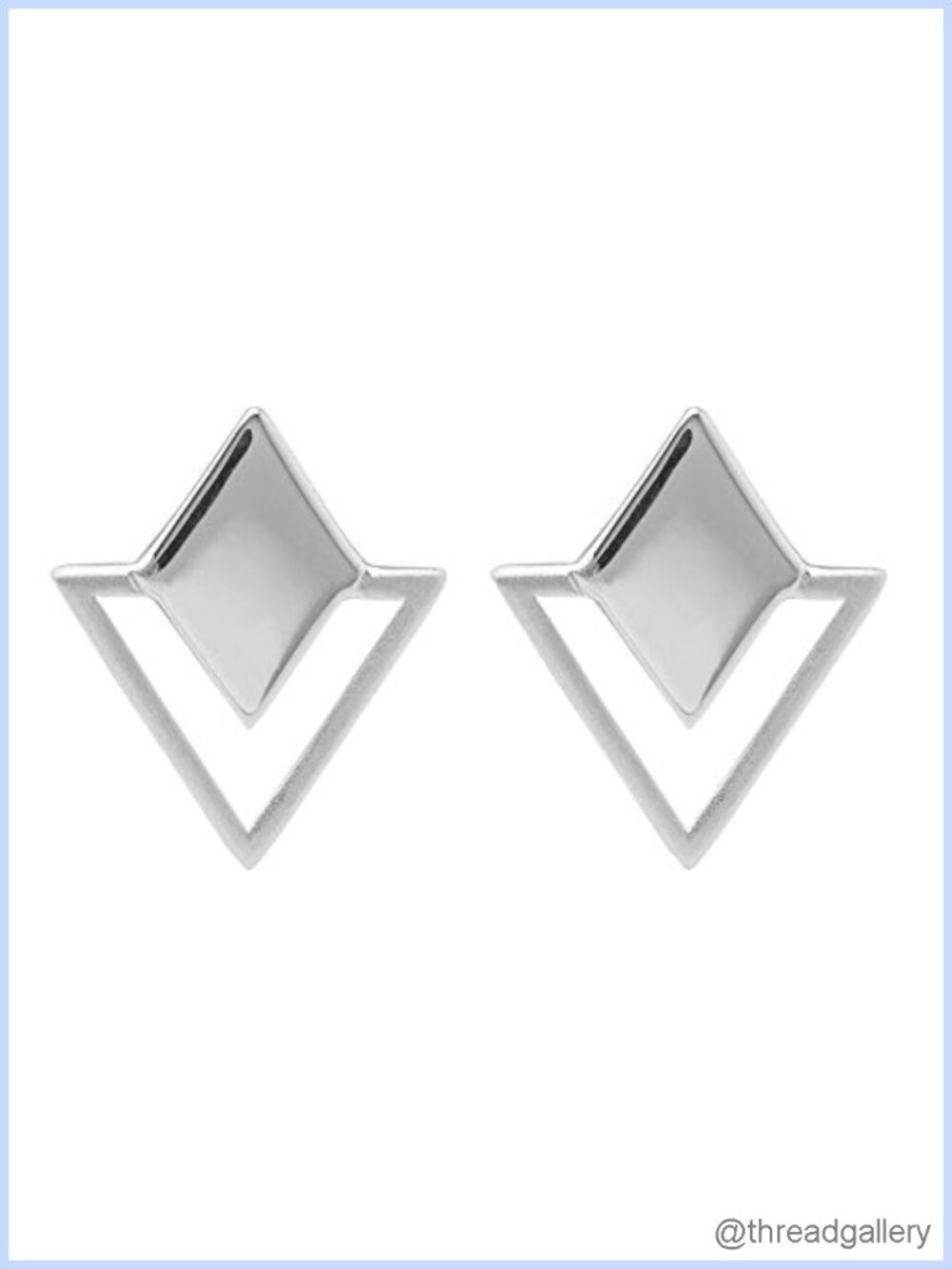 Sterling Silver Geometric Diamond Triangle Stud Earrings Hypoallergenic